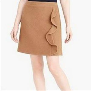 J Crew Wool Blend Ruffle Front Skirt
